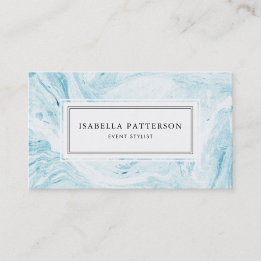 Imitate Weiß und Blau Marmor Moderne Visitenkarte (Vorderseite)
