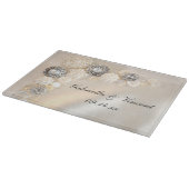Imitate Weiße Perlen und Diamanten Button Hochzeit Schneidebrett (Ecke)