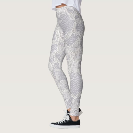 Imitate Weiße Spitzen Leggings (Links)