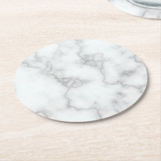 Imitate Weißer Marmor Runder Pappuntersetzer (Angewinkelt)