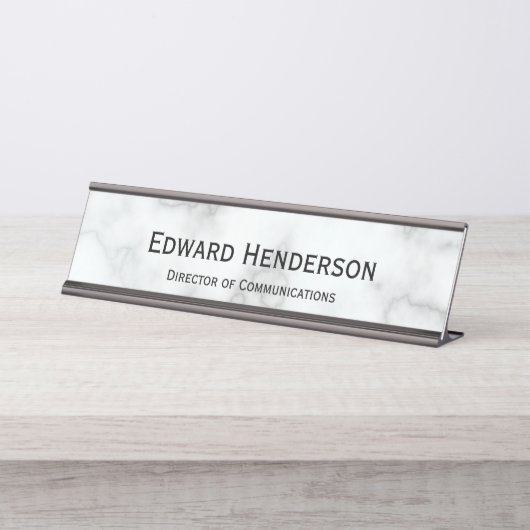 Imitate Weißer Marmor Schreibtischnamensplakette (Vorderseite )