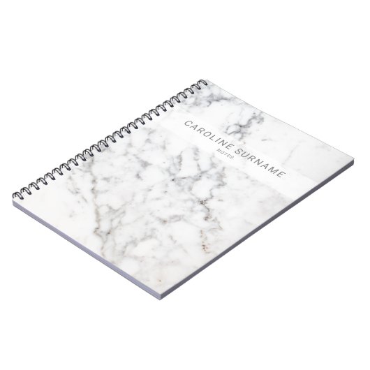 Imitate Weißmarmor Textur Look & Custom Text Notizblock (Linke Seite)