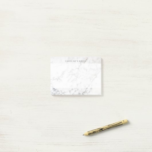 Imitate Weißmarmor Textur Look & Custom Text Post-it Klebezettel (Auf Schreibtisch)
