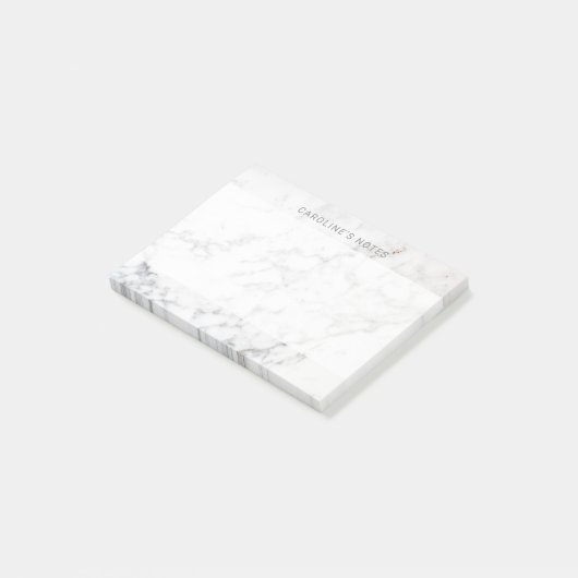 Imitate Weißmarmor Textur Look & Custom Text Post-it Klebezettel (angewinkelt)