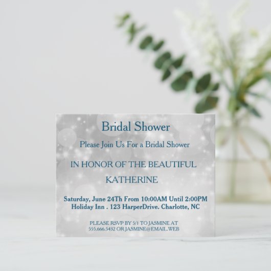 Imitate White Glittering Fab Confetti Glitzern Dot Einladung (Stehend Vorderseite)