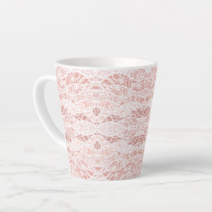 Imitate White Lace Fishnet Latte Tasse mit Blume