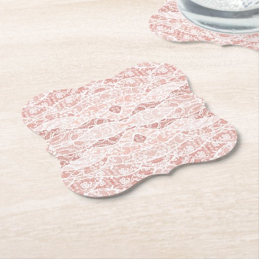 Imitate White Lace Fishnet Paper Untersetzer (angewinkelt)