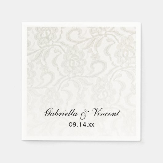 Imitate White Lace Wedding Serviette (Vorderseite)