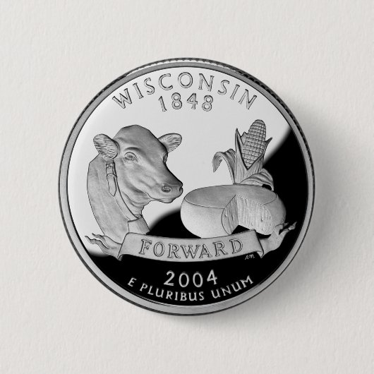 Imitate Wisconsin Staat Quarter Kuh Käse Mais Farm Button (Vorderseite)