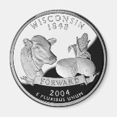 Imitate Wisconsin Staat Quarter Kuh Käse Maisfarm Magnet (Vorne)