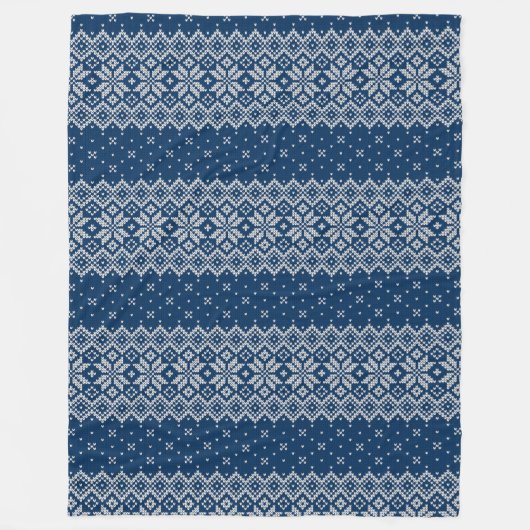 Imitate Wolle Knittern Muster Blau und Weiß Fleecedecke (Vorderseite)