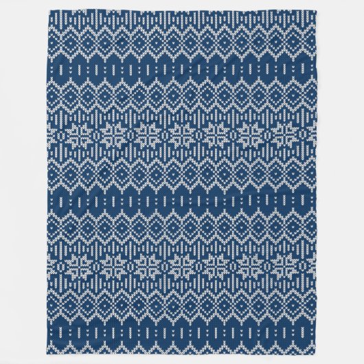 Imitate Wolle Knittern Muster blau Weiß Fleecedecke (Vorderseite)