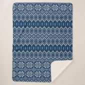Imitate Wolle Knittern Muster blau Weiß Sherpadecke (Vorderseite)