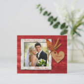 IMITATE Wood, Blätter, Herz Danke Post Card Postkarte (Stehend Vorderseite)