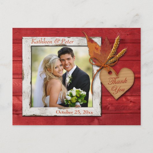 IMITATE Wood, Blätter, Herz Danke Post Card Postkarte (Vorderseite)