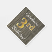Imitate Wood, Imitate Gold 3. Geburtstag + Individ Serviette (Ecke)