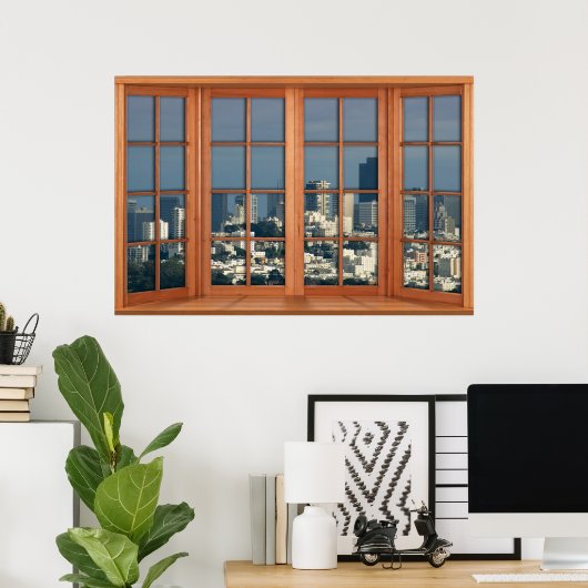 Imitate Wooden Bay Window Illusion - San Francisco Poster (Heimbüro)