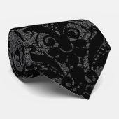 Imitate zeichnen schwarz-graues Damastmuster aus Krawatte (Gerollt)