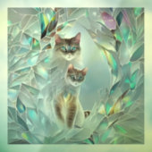 Imitate zerbrochenes Glas zwei Katzen raus Fensteraufkleber (Blatt 3)