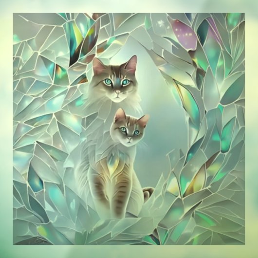 Imitate zerbrochenes Glas zwei Katzen raus Fensteraufkleber (Blatt 3)