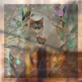 Imitate zerbrochenes Glas zwei Katzen raus Fensteraufkleber (Blatt 2)