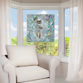 Imitate zerbrochenes Glas zwei Katzen raus Fensteraufkleber