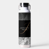 Imitate Ziersilber und Schwarz-Gold Mit Monogramm Trinkflasche (Vorne)