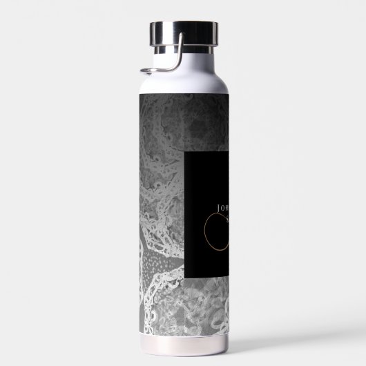 Imitate Ziersilber und Schwarz-Gold Mit Monogramm Trinkflasche (Rechts)