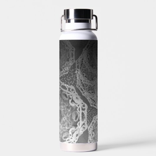 Imitate Ziersilber und Schwarz-Gold Mit Monogramm Trinkflasche (Rückseite)