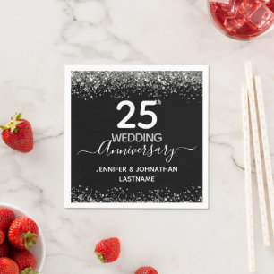 Imitate zum 25. Hochzeitstag Glitzer Serviette