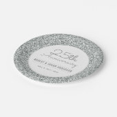 Imitate zum 25. Hochzeitstag Silberner Glitzer Pappteller (Schrägansicht)