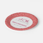 Imitate zum 40. Hochzeitstag Roter Glitzer Pappteller (Schrägansicht)