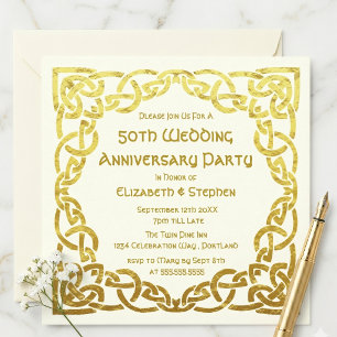 Imitate zum 50. Hochzeitstag Gold Celtic Knot Inv Einladung