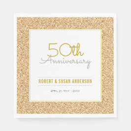 Imitate zum 50. Jahrestag der Hochzeit Gold Glitze Serviette