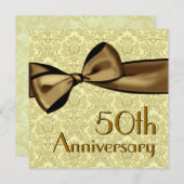 Imitate zum 50. Jubiläum Satin Bow Metallic Paper Einladung (Vorne/Hinten)