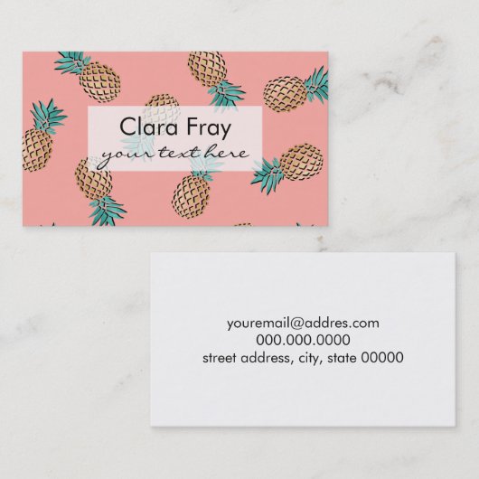 Imitatgoldananasmuster des niedlichen Sommers Visitenkarte (Vorne/Hinten)