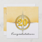 Imitatgoldemblemangestellter 20-Jahr-Jahrestag Einladung (Vorne/Hinten)