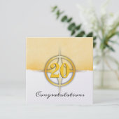 Imitatgoldemblemangestellter 20-Jahr-Jahrestag Einladung (Stehend Vorderseite)