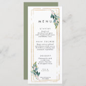 Imitatgoldgeometrische Grünhochzeits-Menükarten Menükarte (Vorne/Hinten)