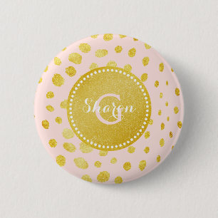 ImitatgoldGlitter Cheetah-Druckmonogramm des Chic Button