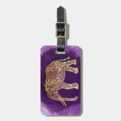 Imitatgoldstammes- Elefant lila Brushstroke Gepäckanhänger (Vorderseite vertikal)