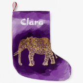 Imitatgoldstammes- Elefant lila Brushstroke Kleiner Weihnachtsstrumpf (Vorderseite)