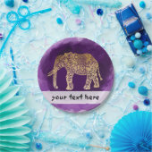 Imitatgoldstammes- Elefant lila Brushstroke Pappteller (Party)