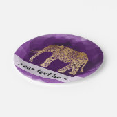 Imitatgoldstammes- Elefant lila Brushstroke Pappteller (Schrägansicht)