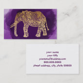 Imitatgoldstammes- Elefant lila Brushstroke Visitenkarte (Vorne/Hinten)