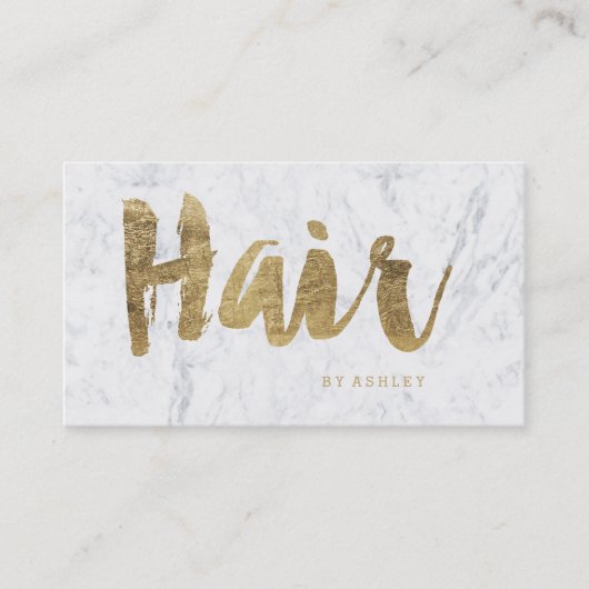 Imitatgoldtypographiemarmor des Haar-Stylisten Visitenkarte (Vorderseite)