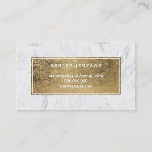Imitatgoldtypographiemarmor des Logos moderner Visitenkarte (Rückseite)