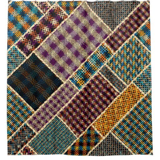Imitation eines indischen Patchwork-Musters mit Te Duschvorhang (Vorderseite)