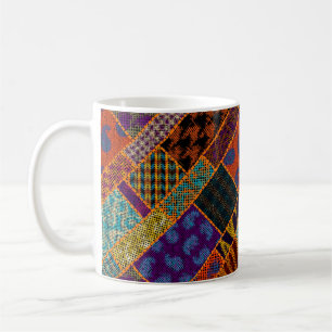Imitation eines indischen Patchwork-Musters mit Te Kaffeetasse