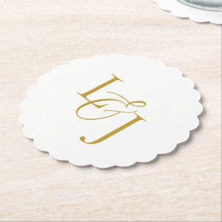 Imitation Gold Couple Initials Monogram Wedding Untersetzer